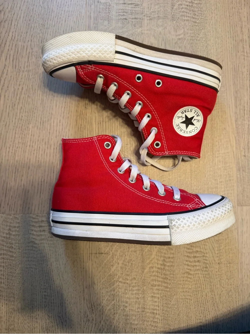 Converse Kids Red High-Top Canvas Sneakers with White Accents